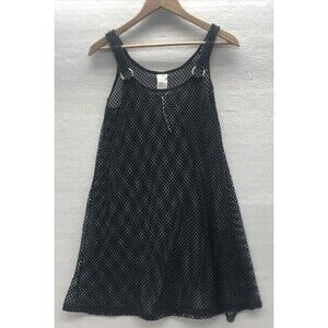 Blu Womens Swim Cover Size Small Up Tank Dress Black Open Knit Sleeveless NWT